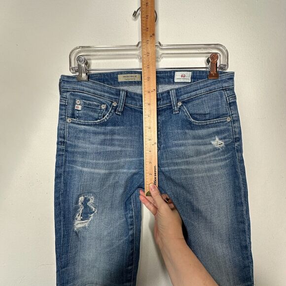 Ag Adriano Goldschmeid Distressed Med Wash The Stilt Cigarette Roll Up Jeans 27 - Picture 15 of 15